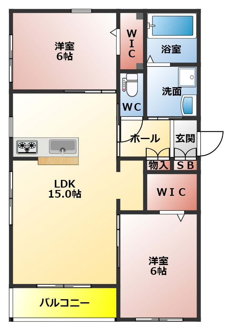 ファミーユ香里の間取り|２ＬＤＫの間取り