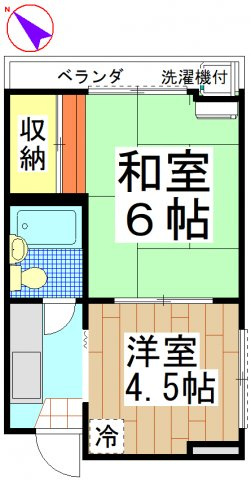 【間取り】 | 4階角部屋の2Kマンションです