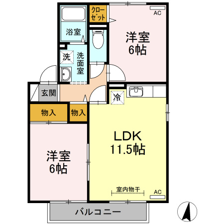 コンフォート　Ⅱ棟の間取り