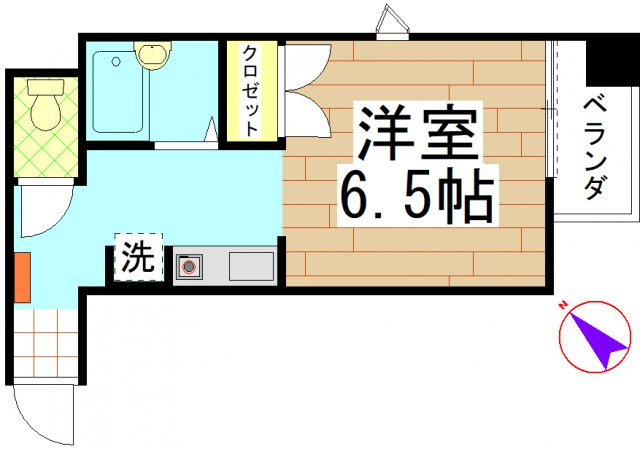 【間取り】 | 4階角部屋の1Kです