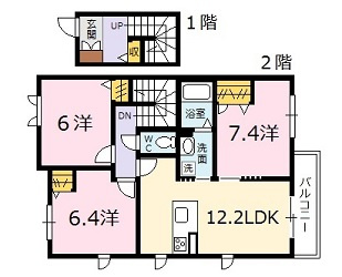 広島市安佐北区三入南１丁目のアパートの間取り