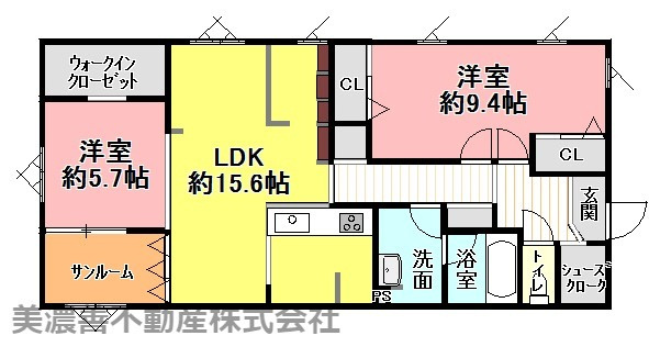 ５１１３０　メゾンドシャルドネ長良おぶさの間取り