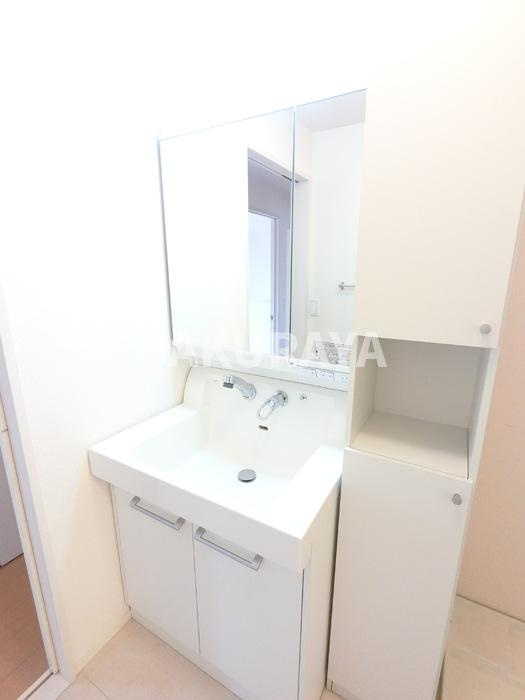 ベルグ Ⅱ Ｂの洗面所|シャワーヘッド付き三面鏡洗面台です