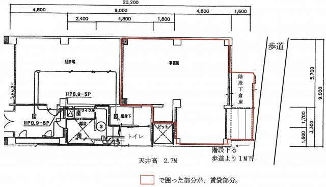 新宿区新宿２丁目の事務所の間取り