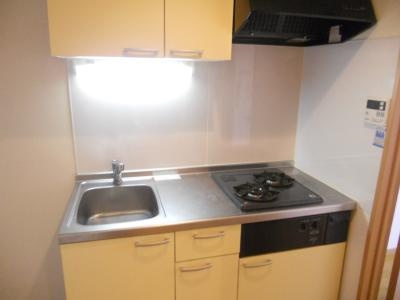 フラッティ堀川高辻のキッチン|２口ガスシステムキッチン