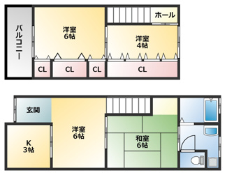 【間取り】 | 西弓削2丁目テラスハウス