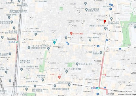 新宿区大久保２丁目の事務所の地図
