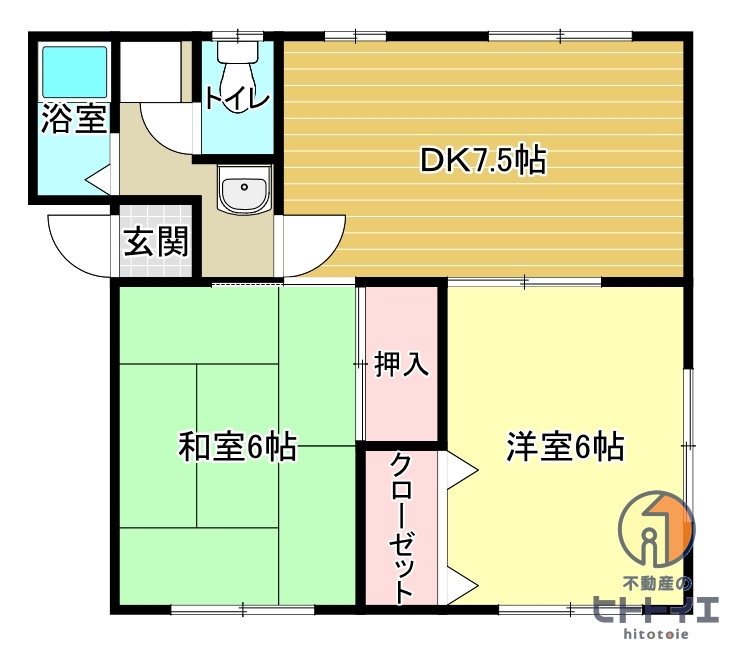 グリーンヒル龍ケ原の間取り|2DKです