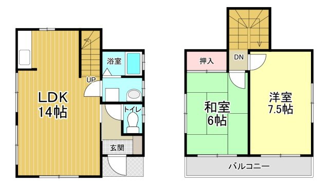 大隈コーポの間取り|2LDKです