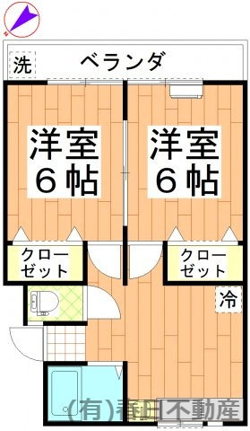 【間取り】 | 全居室フローリングの2DKのお部屋です