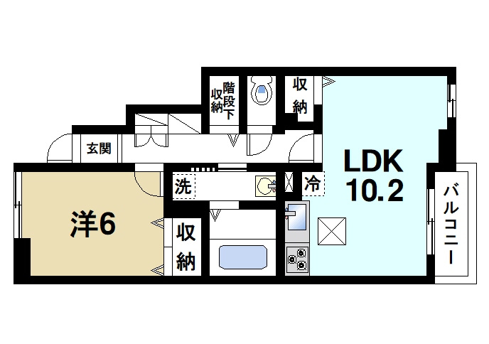 シャルム一条の間取り|新婚さんにピッタリな1LDKタイプです