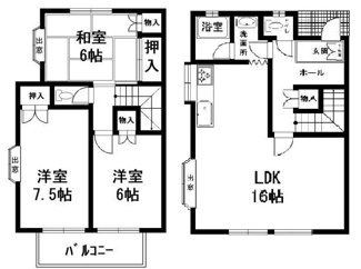 【間取り】 | 只今満室！／公園近くの３LDKテラスハウス