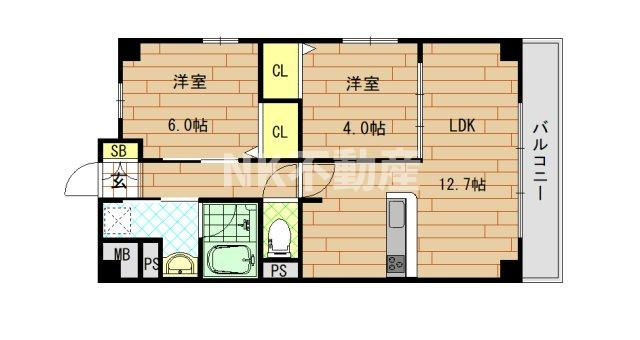 【間取り】 | ヴィルヌーブS・K・H（荒本賃貸） | 間取りです