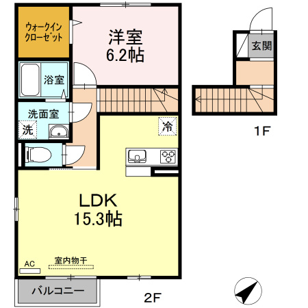 【間取り】 | エトワールしゅりⅤ | 1LDKのお部屋です