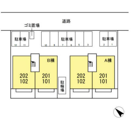 カーサソレイユA棟の区画図