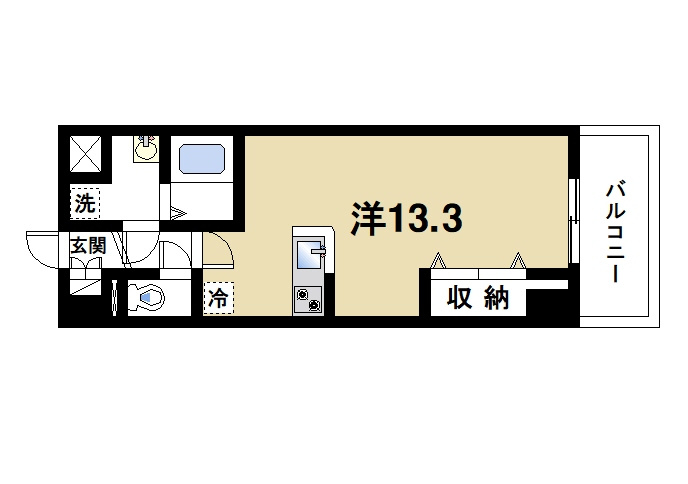 T・Kビル西大寺　NORTHの間取り|換気がしやすい間取りです