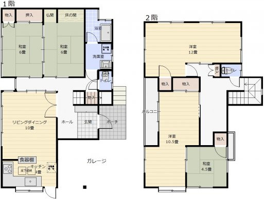 津山市総社　借家　5LDKの間取り