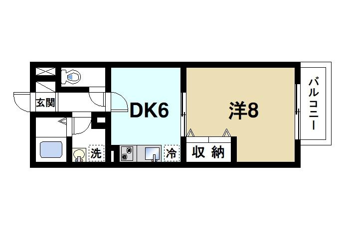 ローレンス西大寺の間取り|1DKの間取り