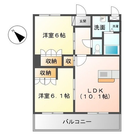 熊本市北区麻生田４丁目のアパートの間取り