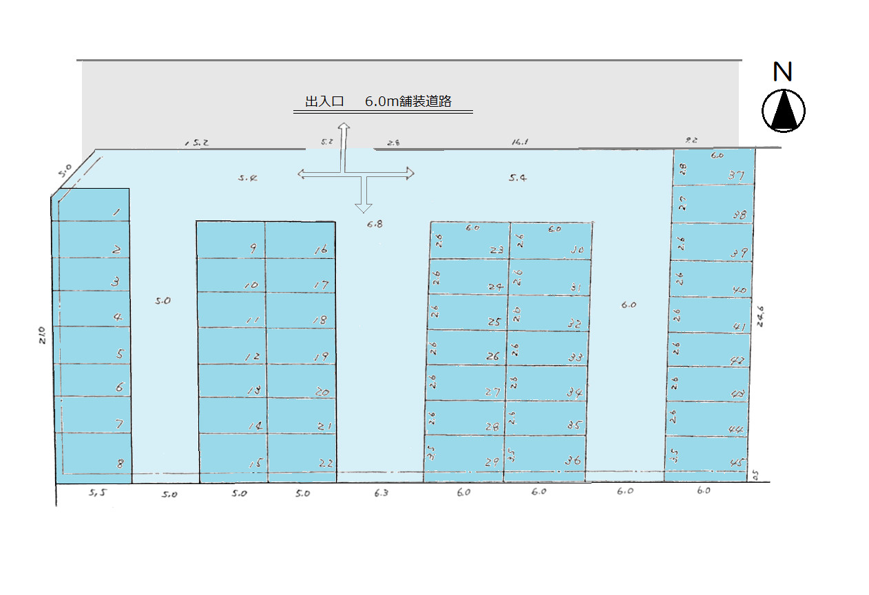 平野秋留パーキングの区画図