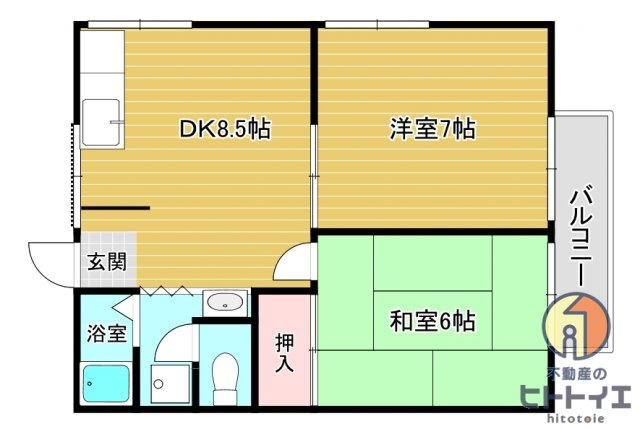 ベルメゾンツツミの間取り|2DKです