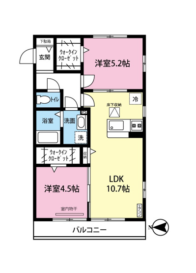 【間取り】 | ソルテア日吉 | カップルさんやファミリーさんにもオススメの2LDKタイプ！なんと言っても角部屋・二面採光なのが嬉しい♪