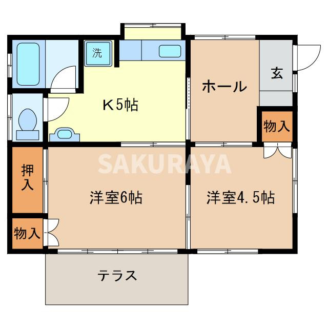 根岸方貸家Ｃ（福居町）の間取り|現況と異なる場合がございます。