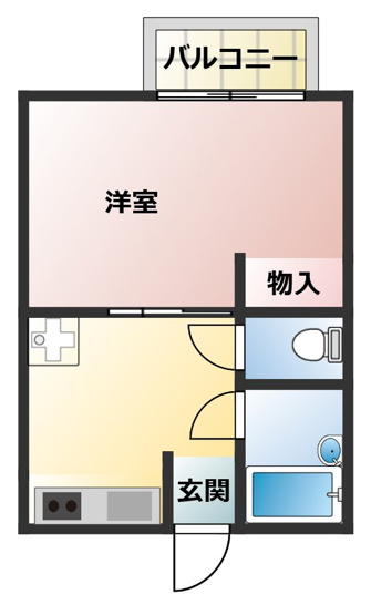 【間取り】 | ロゼッタ別宮 | 1DKのお部屋です