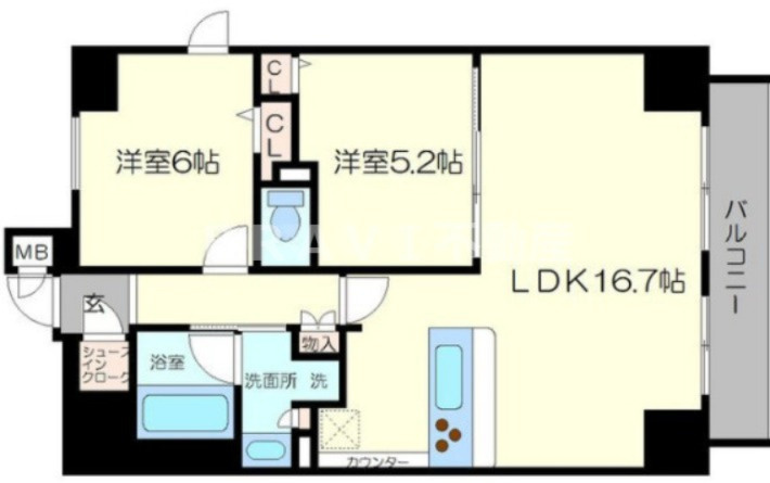 プレサンス心斎橋レヨン　BRAVI不動産の間取り|【プレサンス心斎橋レヨン】間取り