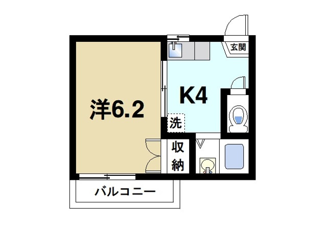 タウニィ高畑の間取り|お一人暮らしにピッタリの1Ｋのお部屋です。