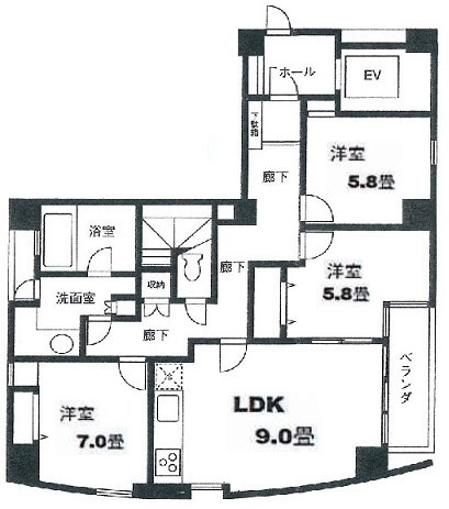 台東区雷門２丁目の賃貸マンションの間取り