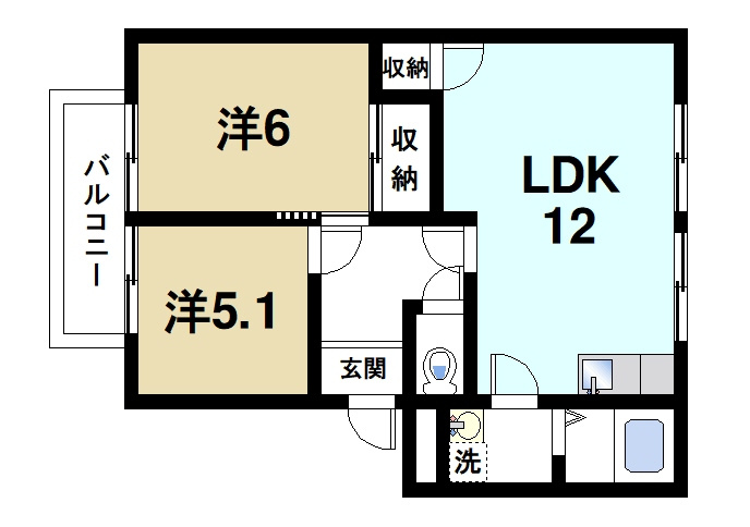ラ・フォーレ ２番街の間取り|広々した2LDKの物件です