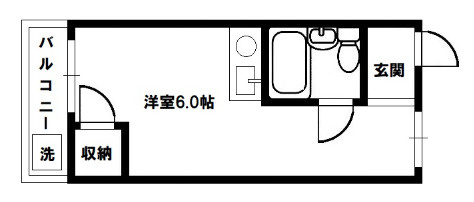 【間取り】 | ベルハイム俊徳道 | １R