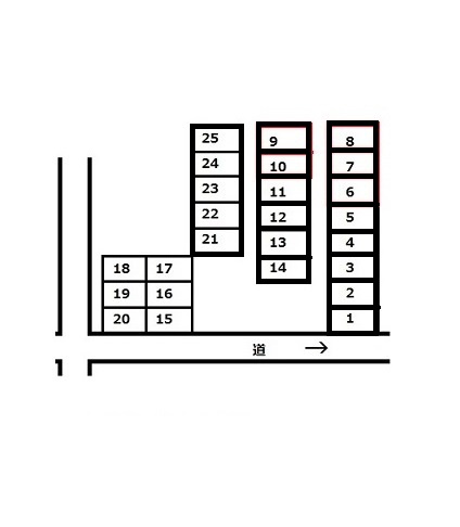 八百屋町駐車場の区画図