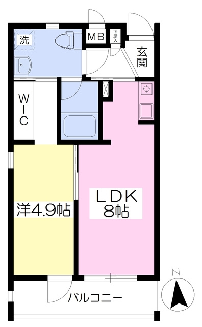 熊本市北区八景水谷１丁目の賃貸マンションの間取り