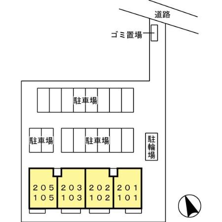 熊本市北区下硯川２丁目のアパートの区画図