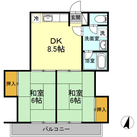 熊本市北区武蔵ケ丘７丁目のアパートの間取り
