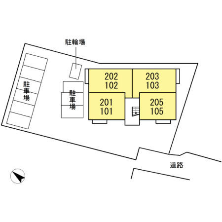 熊本市北区清水本町のアパートの区画図