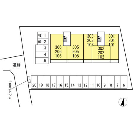 熊本市北区武蔵ケ丘９丁目のアパートの区画図