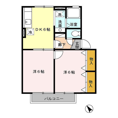 熊本市北区麻生田３丁目のアパートの間取り
