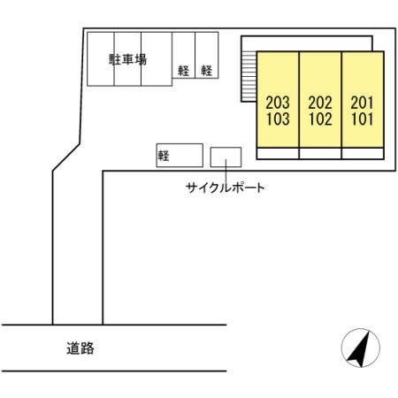 熊本市東区保田窪４丁目のアパートの区画図