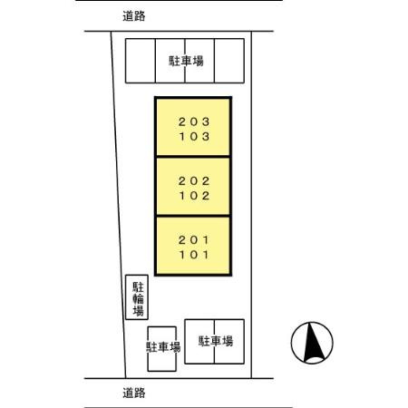菊池郡菊陽町光の森５丁目のアパートの区画図