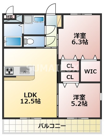 熊本市東区戸島西６丁目のアパートの間取り