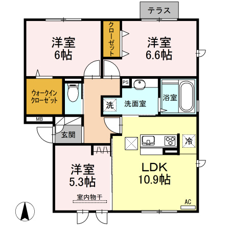 熊本市中央区水前寺５丁目のアパートの間取り