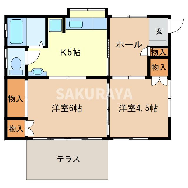 根岸方貸家Aの間取り
