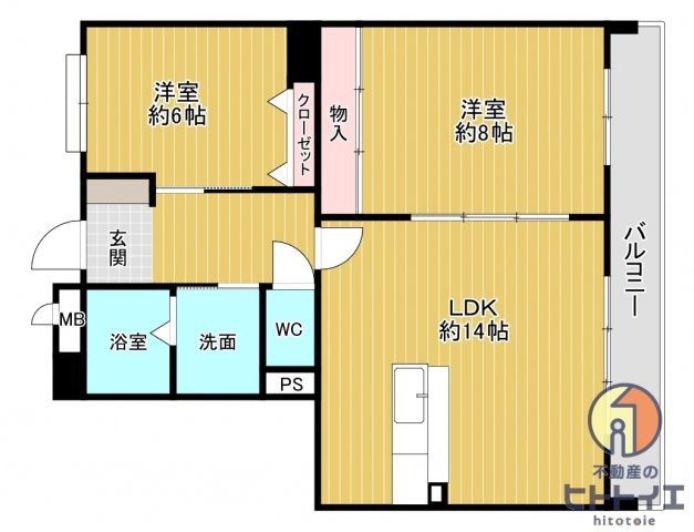 シャルネドマンションの間取り|2LDKです
