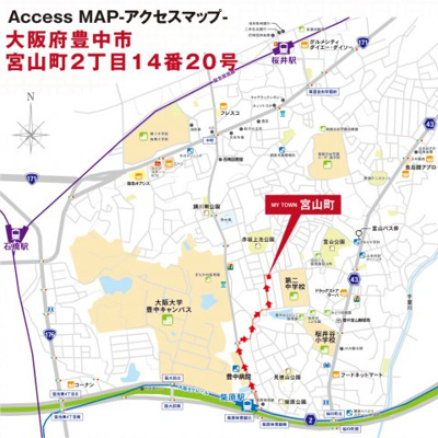 【地図】 | 豊中市宮山町2丁目　建築条件付き土地 | 現地案内図