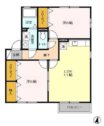 ドレミメゾンBの間取り|二面採光の角部屋♪全室フローリングです♪