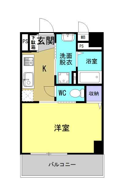 熊本市中央区九品寺３丁目の賃貸マンションの間取り