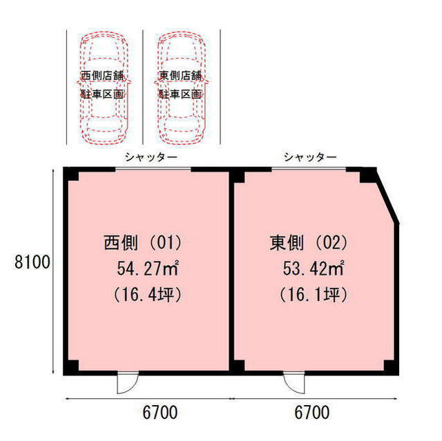 岐阜市川端町の店舗事務所の間取り